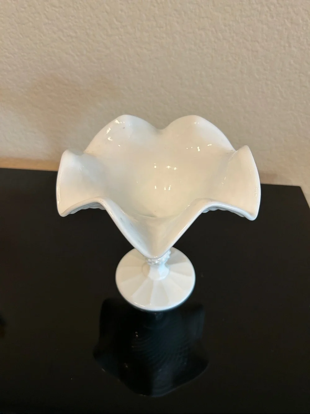 White Milk Glass Compote Pedestal Bowl - Unbranded